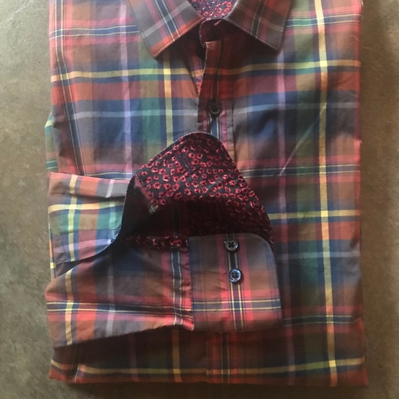 BUGATCHI Plaid Long Sleeve Shirt, L - Picture 7 of 7